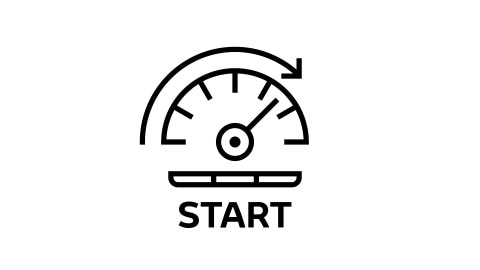An icon representing a speedometer needle